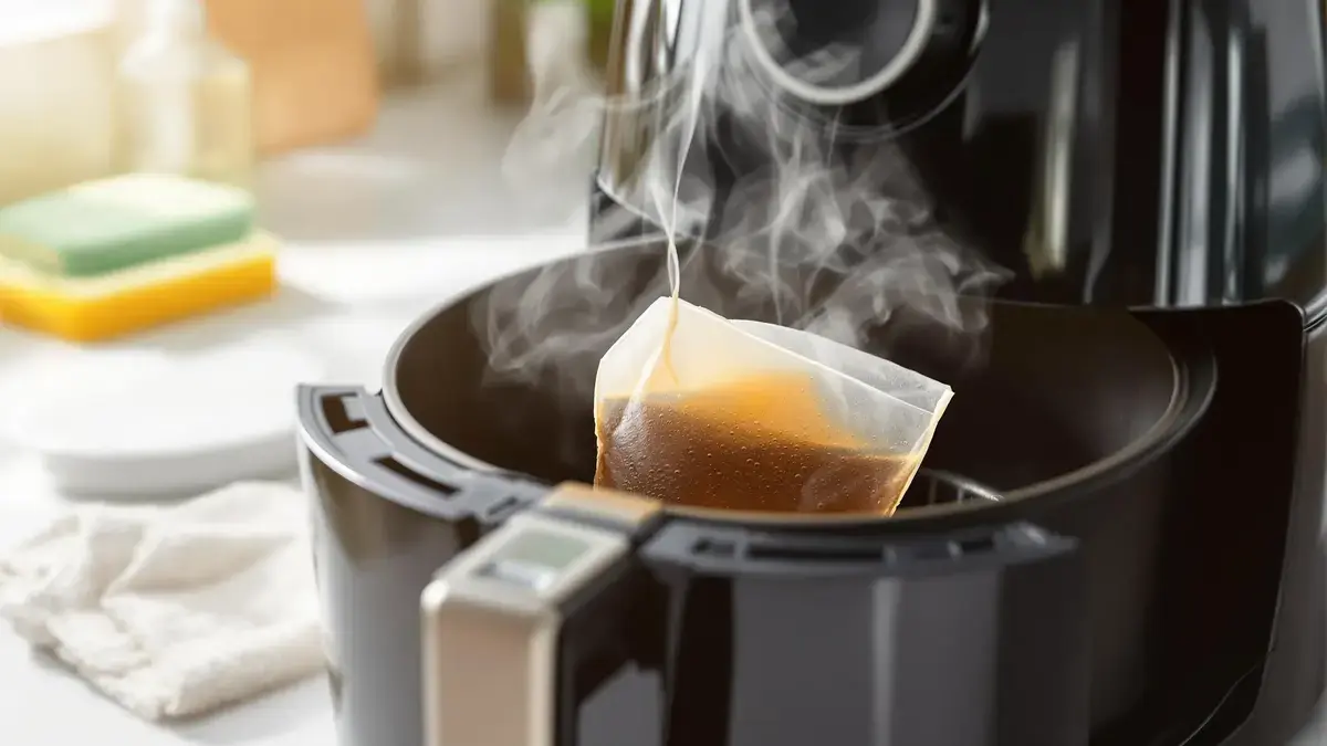 Deze onbekende truc met een theezakje zal het schoonmaken van je airfryer revolutioneren